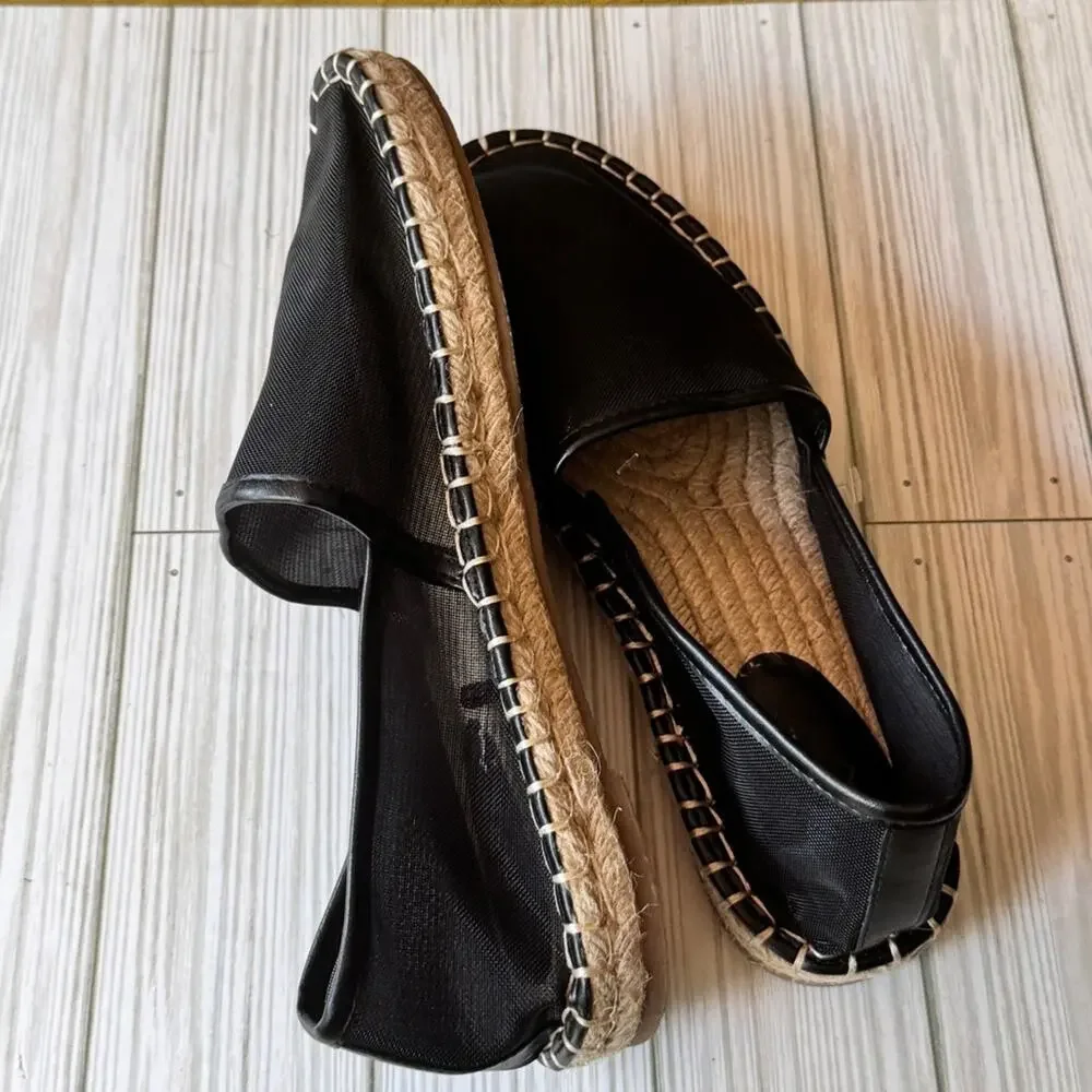 ZARA Women's Black Espadrille Low Heel  Slip-On Shoes Sz 39